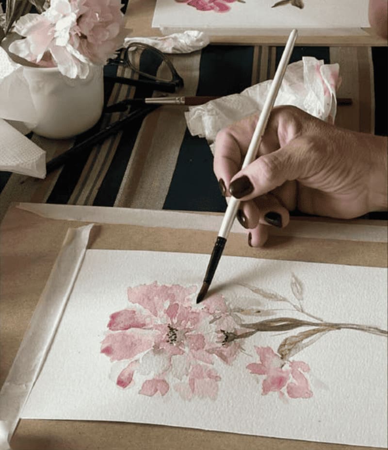 Pintando peonías y paisajes