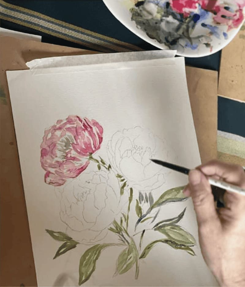 Pintando peonías y paisajes